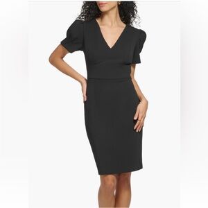 DKNY Black Mini Dress with Puff Sleeves, Sz 10